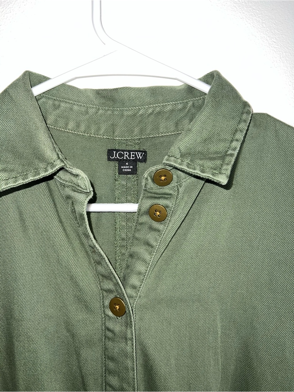 J. Crew Olive Button-Front Short-Sleeve Mini Dress - Picture 3 of 4